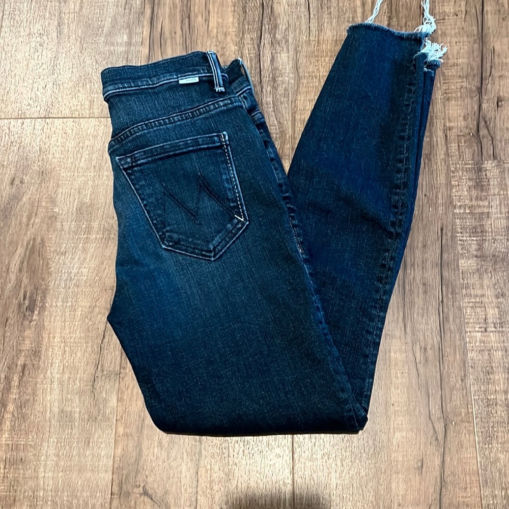MOTHER Blue Skinny Jeans with Tapered Leg and Stretch Fabric